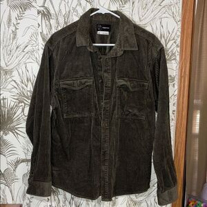 Original Use M Olive Green Corduroy Button-Up Shirt Long Sleeve
